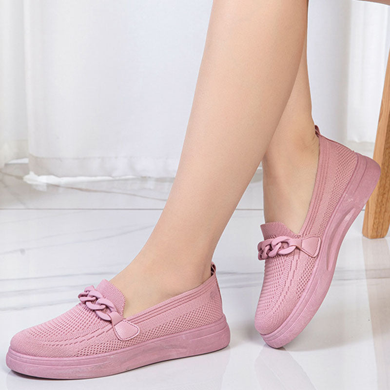 Women's Comfortable Chain Slip On Round Toe Casual Flats