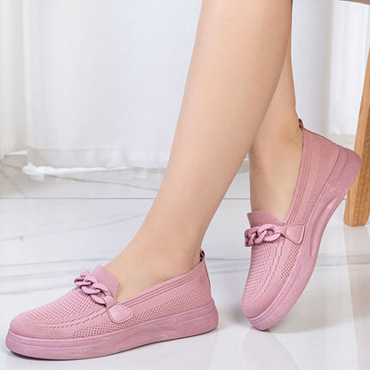 Women's Comfortable Chain Slip On Round Toe Casual Flats
