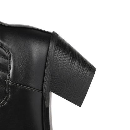 Women's Mid-heel Low-top Solid Color Martin Boots