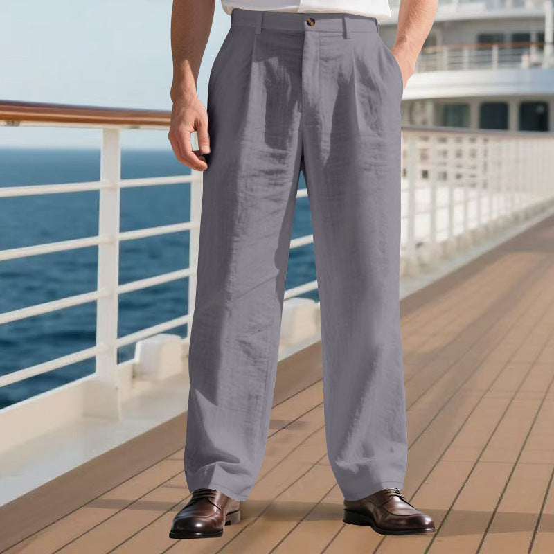 Mens Loose Straight Business Comfortable Suit Pants
