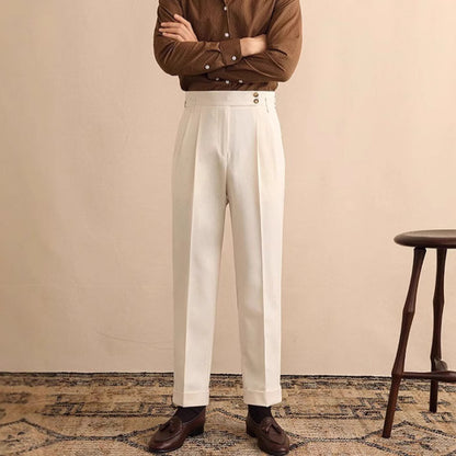 Mens High Waist Old Money Straight Trousers | Formal Business Pants