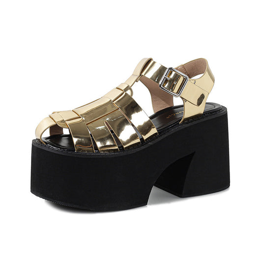 Womens Chunky Heel Platform High Heel Sandals Muffin