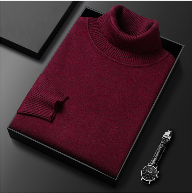 Men's Spring Solid Classic Turtleneck Knit Smart Casual Sweater