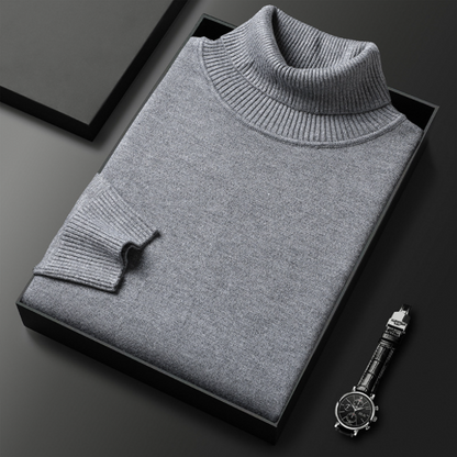 Men's Spring Solid Classic Turtleneck Knit Smart Casual Sweater