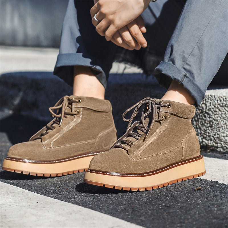 Mens Genuine Leather Platform Boot | Casual Retro Ankle Shoes - LAKD London