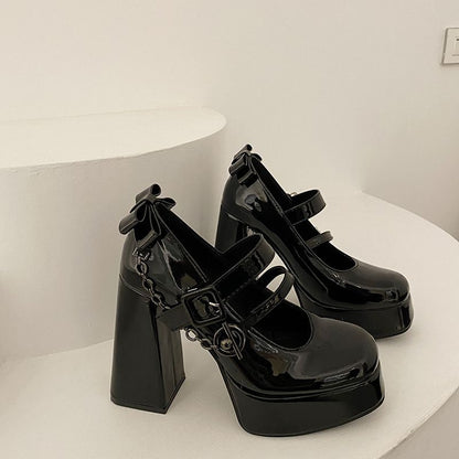 Womens Chunky Heel French Platform | Mary Jane Shoes