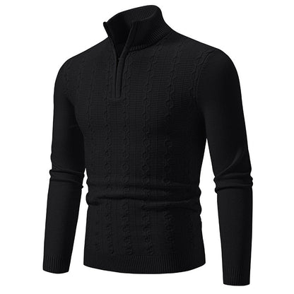 Mens High Neck Casual Stand-up Collar Slim Fit Knitwear Sweater
