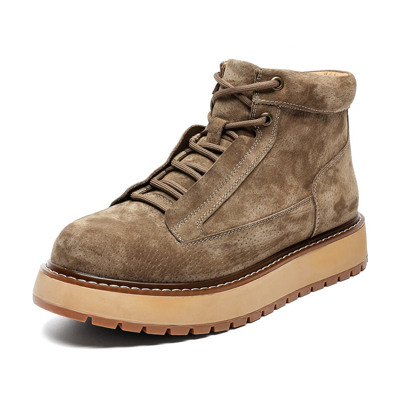 Mens Genuine Leather Platform Boot | Casual Retro Ankle Shoes - LAKD London