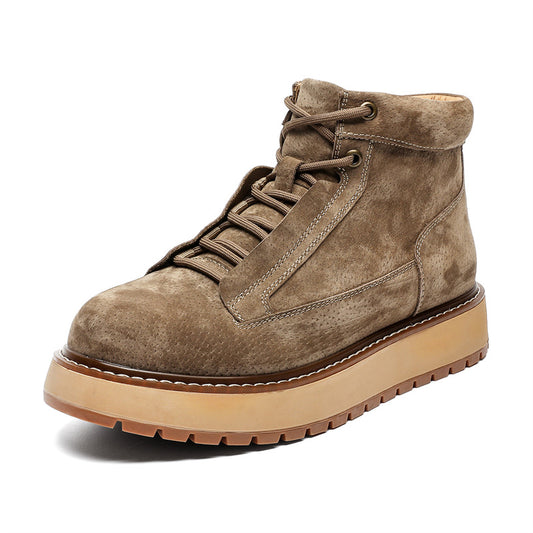 Mens Genuine Leather Platform Boot | Casual Retro Ankle Shoes - LAKD London