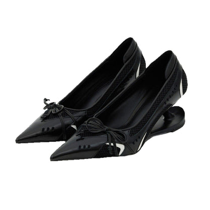 Womens Retro Racing Style Evening Shoes | Suspension Profiled Heel Pointed Low-cut High Heels