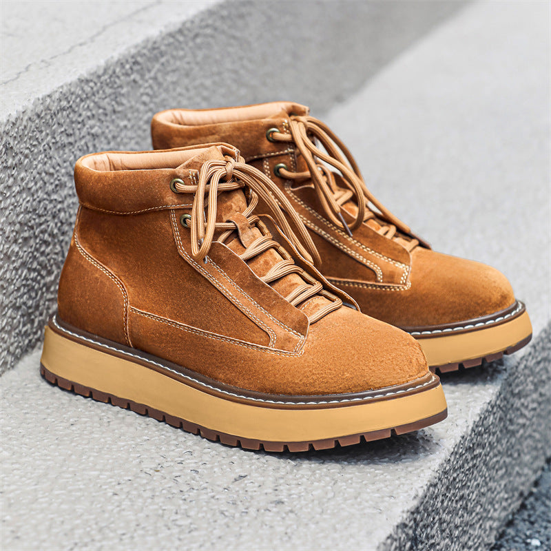 Mens Genuine Leather Platform Boot | Casual Retro Ankle Shoes - LAKD London