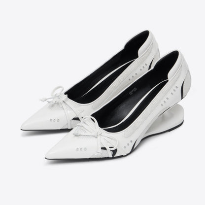 Womens Retro Racing Style Evening Shoes | Suspension Profiled Heel Pointed Low-cut High Heels