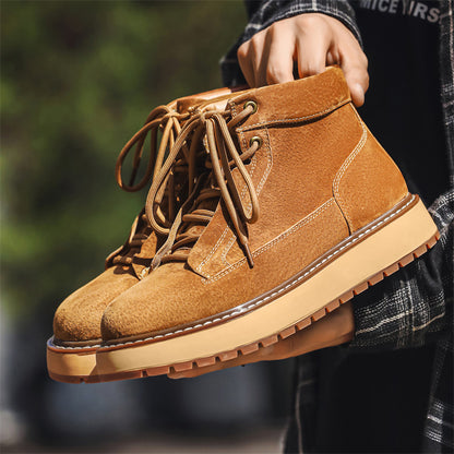 Mens Genuine Leather Platform Boot | Casual Retro Ankle Shoes - LAKD London