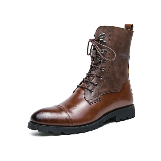 Mens Fall Winter Lace-up Booties Black Locomotive Denim Boots