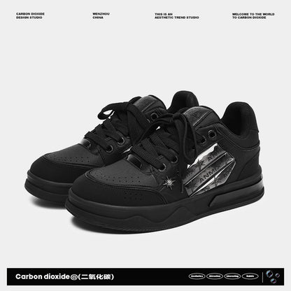Mens Black Platform Star Pattern Sneakers - Lakd London