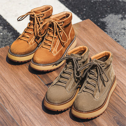 Mens Genuine Leather Platform Boot | Casual Retro Ankle Shoes - LAKD London
