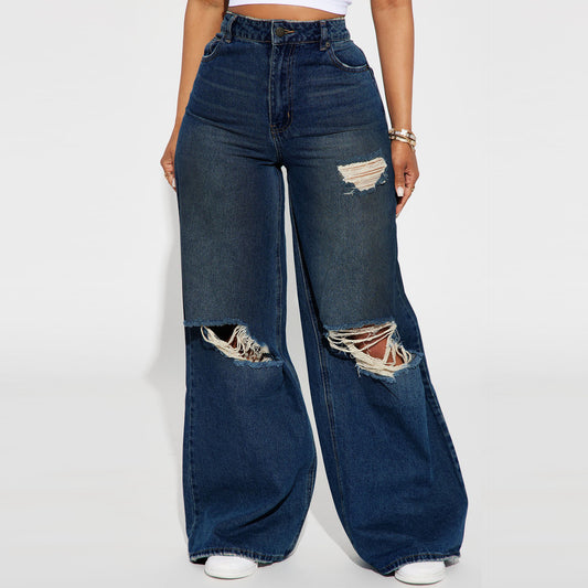 Women's Wide-leg Jeans | Hight Waist Street Style Pants