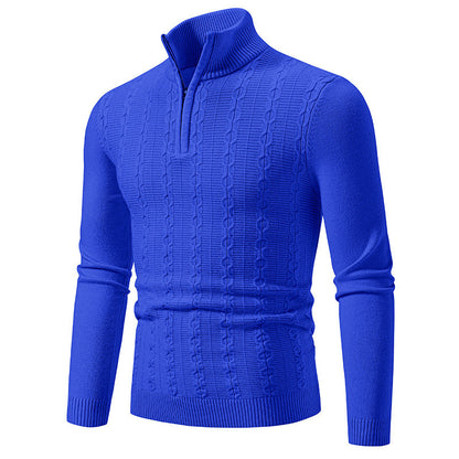 Mens High Neck Casual Stand-up Collar Slim Fit Knitwear Sweater