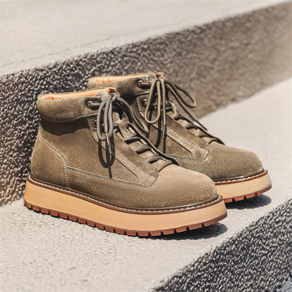 Mens Genuine Leather Platform Boot | Casual Retro Ankle Shoes - LAKD London