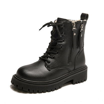 Women's Leisure Warm Ankle Boots | Lace-up PU Leather Boots