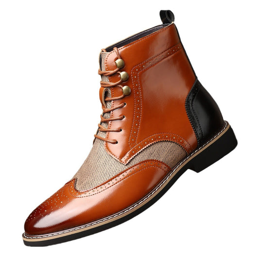 Men's High Top Blocked Leather Shoes | Laceup Boots - LAKD London