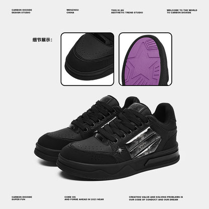 Mens Black Platform Star Pattern Sneakers - Lakd London
