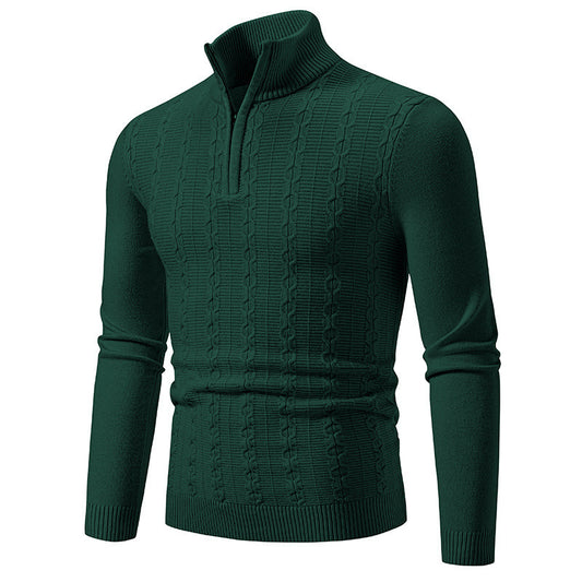 Mens High Neck Casual Stand-up Collar Slim Fit Knitwear Sweater