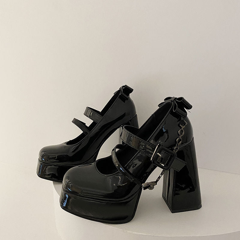 Womens Chunky Heel French Platform | Mary Jane Shoes