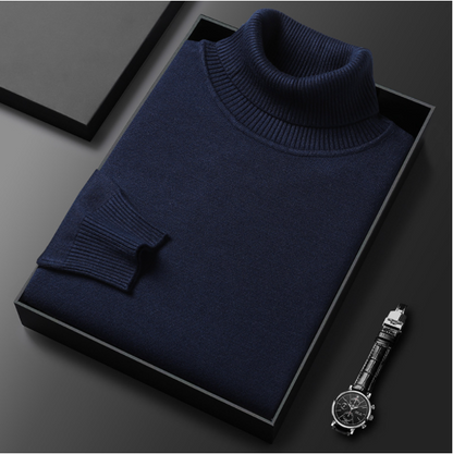 Men's Spring Solid Classic Turtleneck Knit Smart Casual Sweater