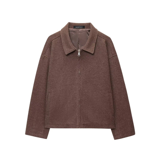 Women's Lapel Woolen Jacket | Textured Casual Versatile Coat