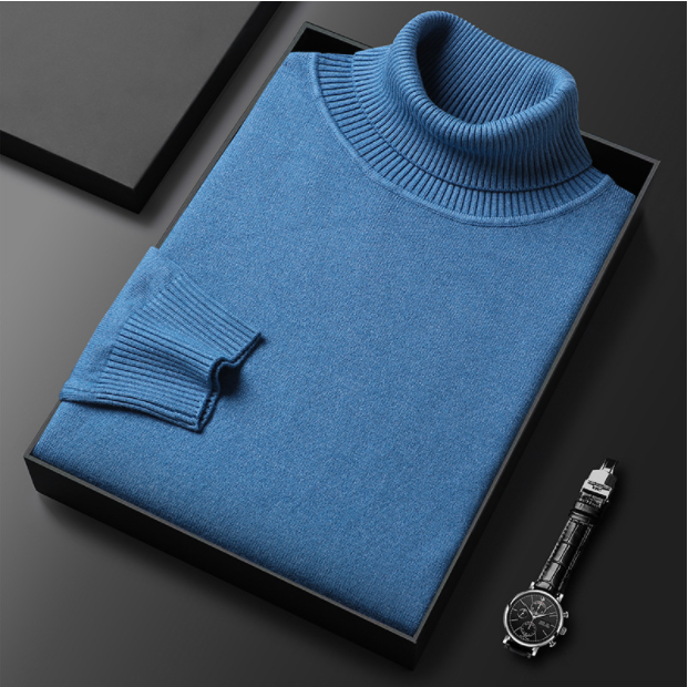 Men's Spring Solid Classic Turtleneck Knit Smart Casual Sweater