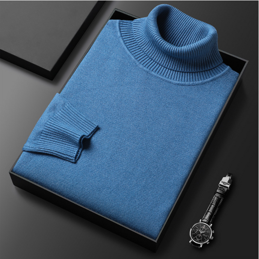 Men's Spring Solid Classic Turtleneck Knit Smart Casual Sweater