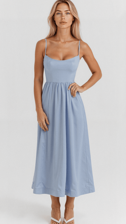 Women's Strappy A Line Midi Dress Ascot Style Summer Occasion