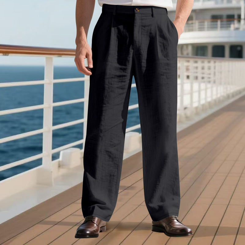 Mens Loose Straight Business Comfortable Suit Pants