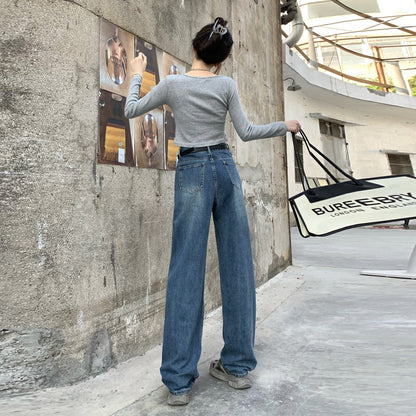 Womens Loose Trendy Baggy Retro Straight Jeans