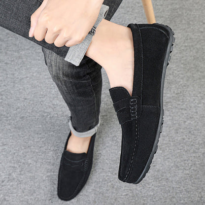 Men's Solid Color Suede Loafers | Breathable Comfort Slip-on Flat Shoes