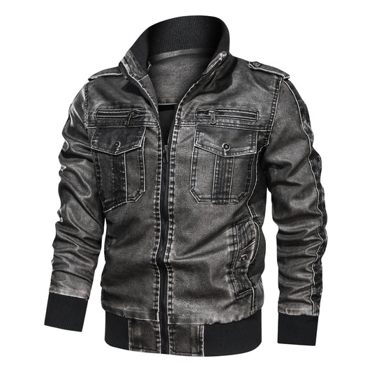 Men's Denim Style Motorcycle Leather Jacket Plus Size Casual Wear - LAKD London
