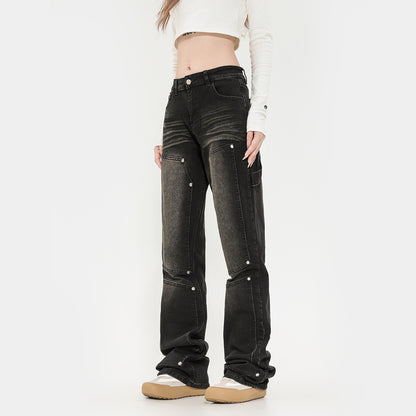 Womens Washed High Street Vintage Jeans Skinny Jeans | Loose fit Biker Pants
