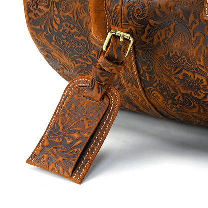 Mens Vintage Print Luggage Bag | Cowhide Leisure Gym Hand Bag