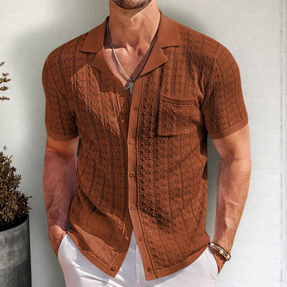 Mens Summer Half sleeve Shirt | Short Sleeve Cuban Collar Knitted Polo Shirt