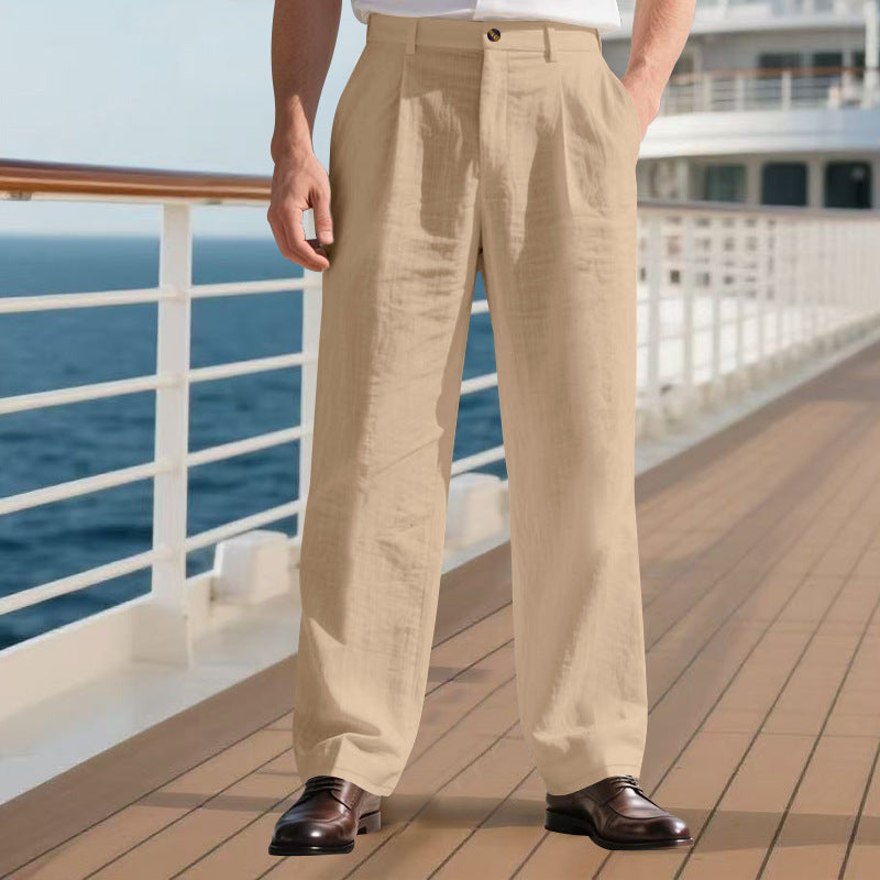 Mens Loose Straight Business Comfortable Suit Pants
