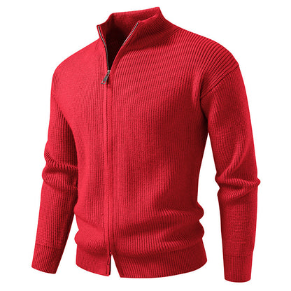 Men's Slim Fit Cardigan Cotton Sweater Coat with Zipper
