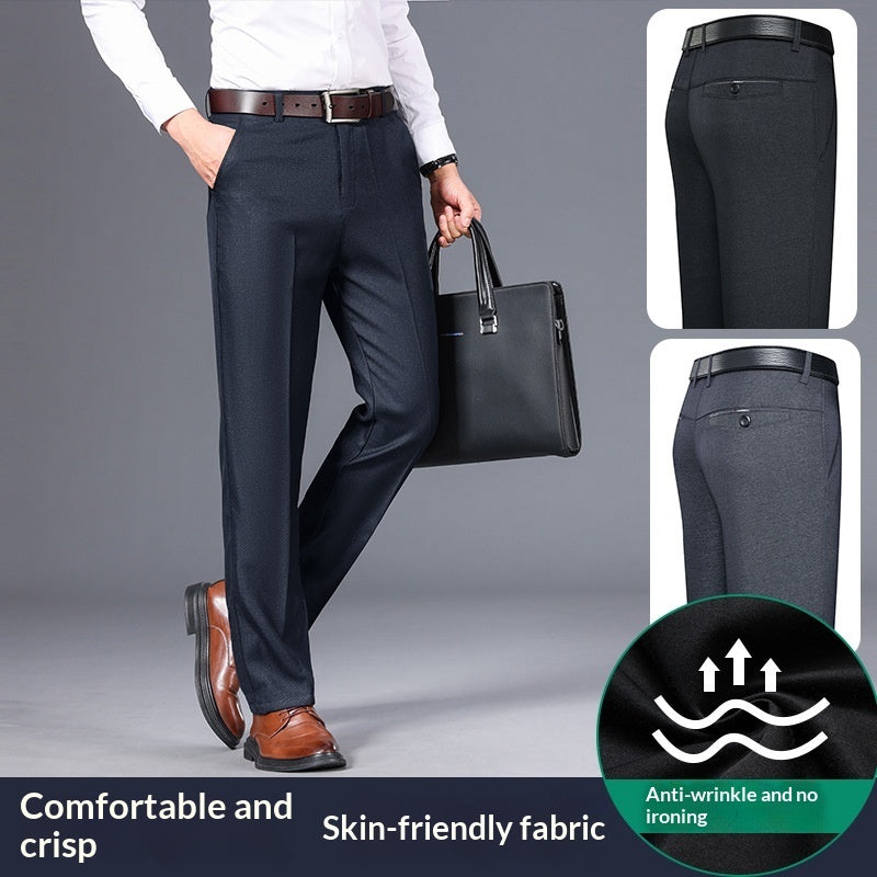 Men's Business Straight Cut Winter Dress Trousers Comfortable Casual Style