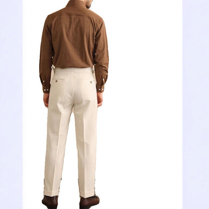 Mens High Waist Old Money Straight Trousers | Formal Business Pants