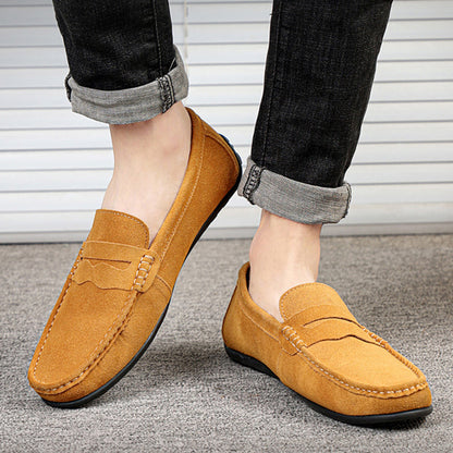 Men's Solid Color Suede Loafers | Breathable Comfort Slip-on Flat Shoes