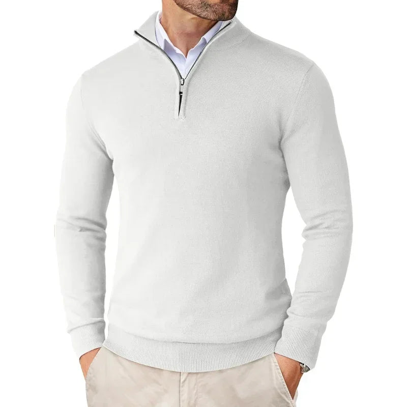 Men's Zipper Polo Ultra Thin Lightweight Long Sleeve Top Casual