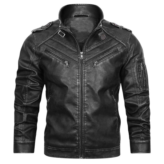 Mens Vintage Leather Coat | Motorbike Washed Faded Jacket - LAKD London