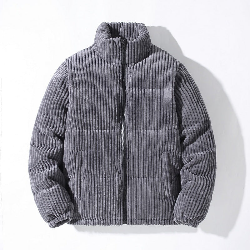 Men's Padded Warm Bread Suit Cotton Puffer Coat | Suede Parka Jacket