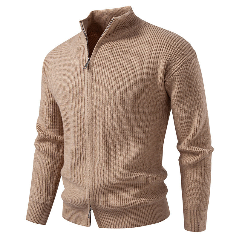 Men's Slim Fit Cardigan Cotton Sweater Coat with Zipper