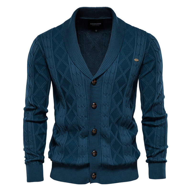 Men's V-neck Cardigan Loose Sweater Solid Colour